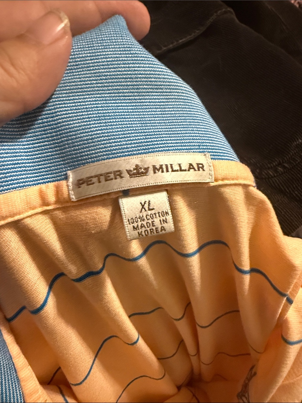 PETER MILLAR Cotton Lightweight Golf Preppy Peach Striped Polo XL - Picture 2 of 5